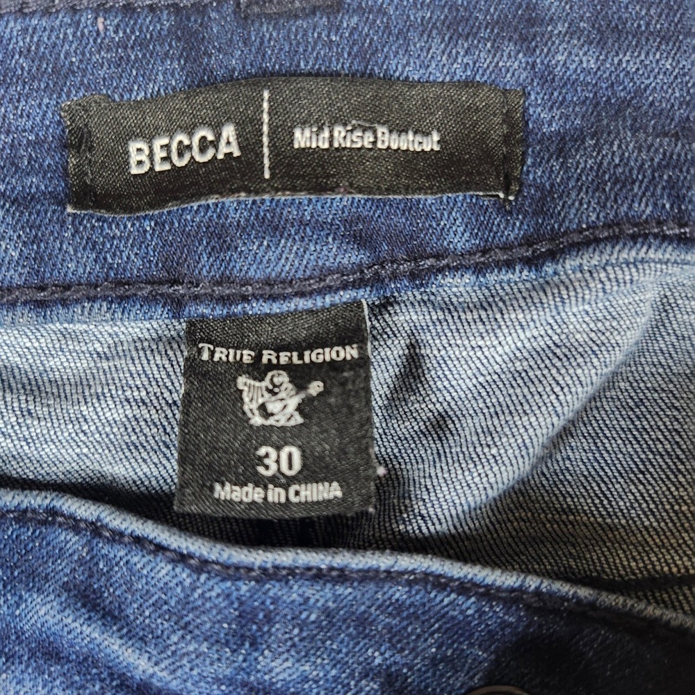 True Religion Becca Bootcut Jeans Womens 30 Blue Excellent Mid Rise Dark Wash - Picture 11 of 15